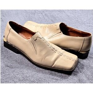 Fratelli Footwear Leather Loafers Mens 12 Cream Square Toe Whipstitch 8125-09